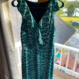 *INC* blue-green/teal leopard print MAXI dress. Sz medium 👗